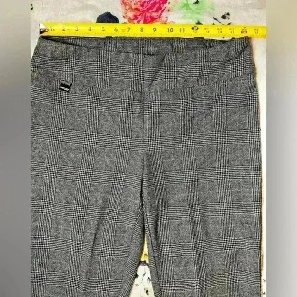 Lisette L Gray/Blk Pull On Ankle Pant w/metallic trim Women's Size 10 - Picture 5 of 8
